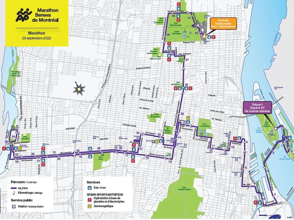Le parcours du marathon de Montréal 2022.