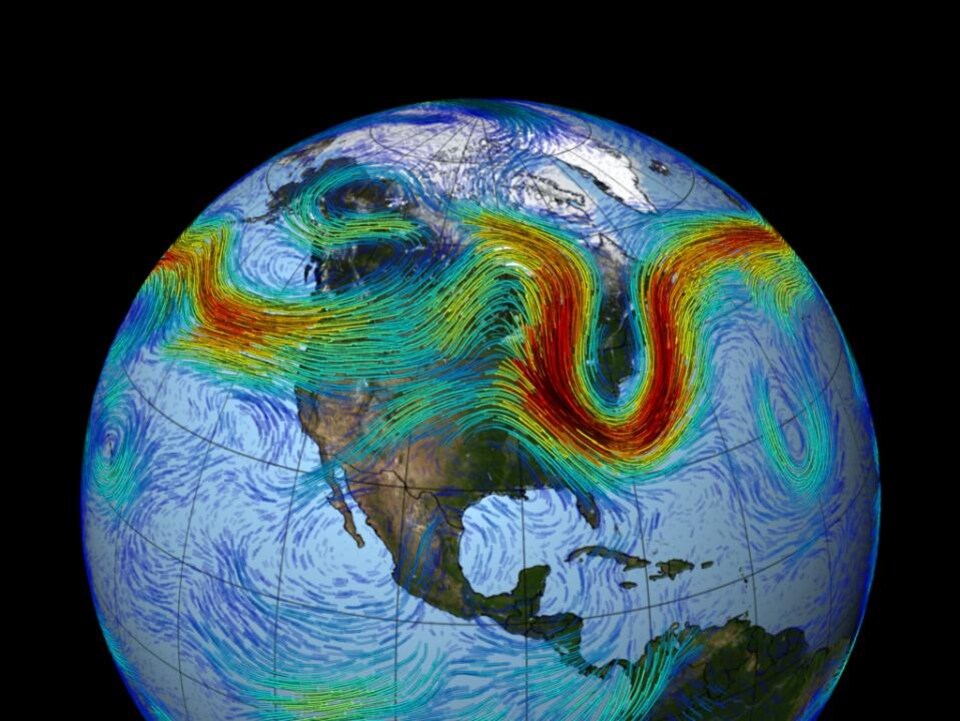 Un dessin fourni par la NASA montre une bande d'air et ses ondulations près de l'hémisphère nord.