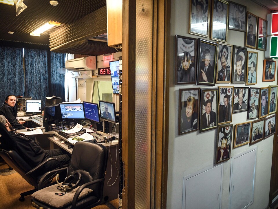     A technician in his room.