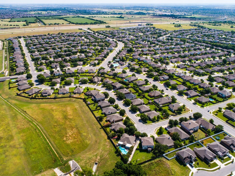 Vue aérienne de la ville de Pflugerville, au Texas.