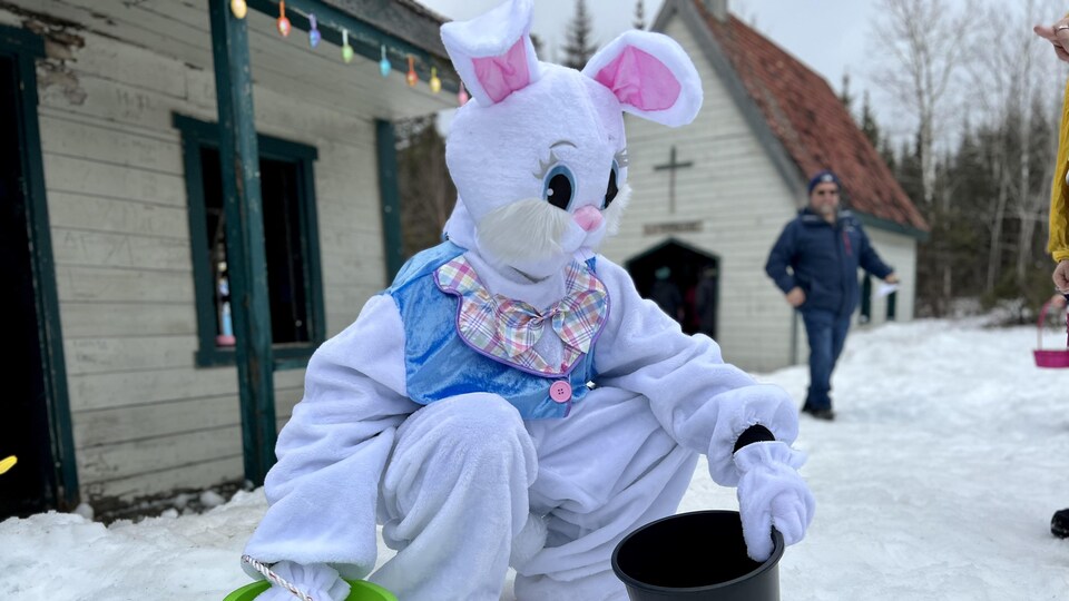 Filou le lapin est proche des maisonnettes du parc Aylmer-Whittom.