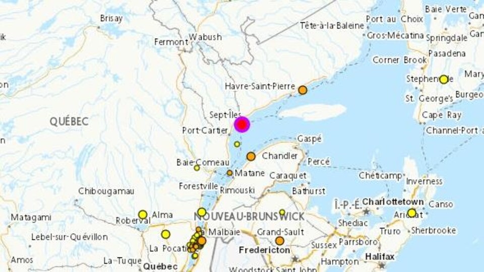 Une carte situant le tremblement de terre.