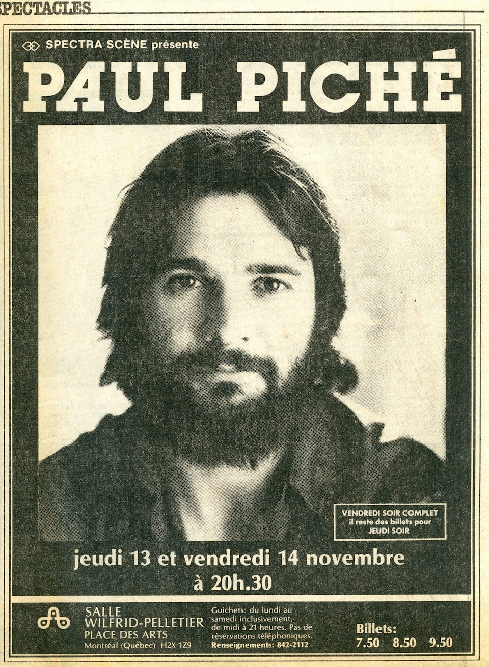 Affiche montrant l'homme et des dates de concert. 