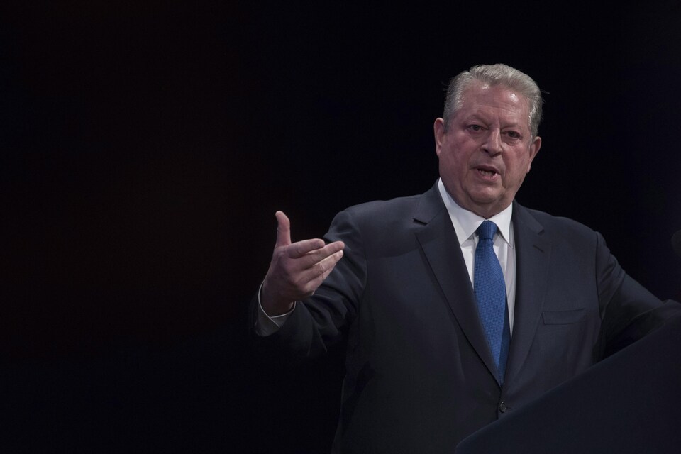 L'ancien vice-président américain, Al Gore, prenant la parole lors d'un événement à New York.