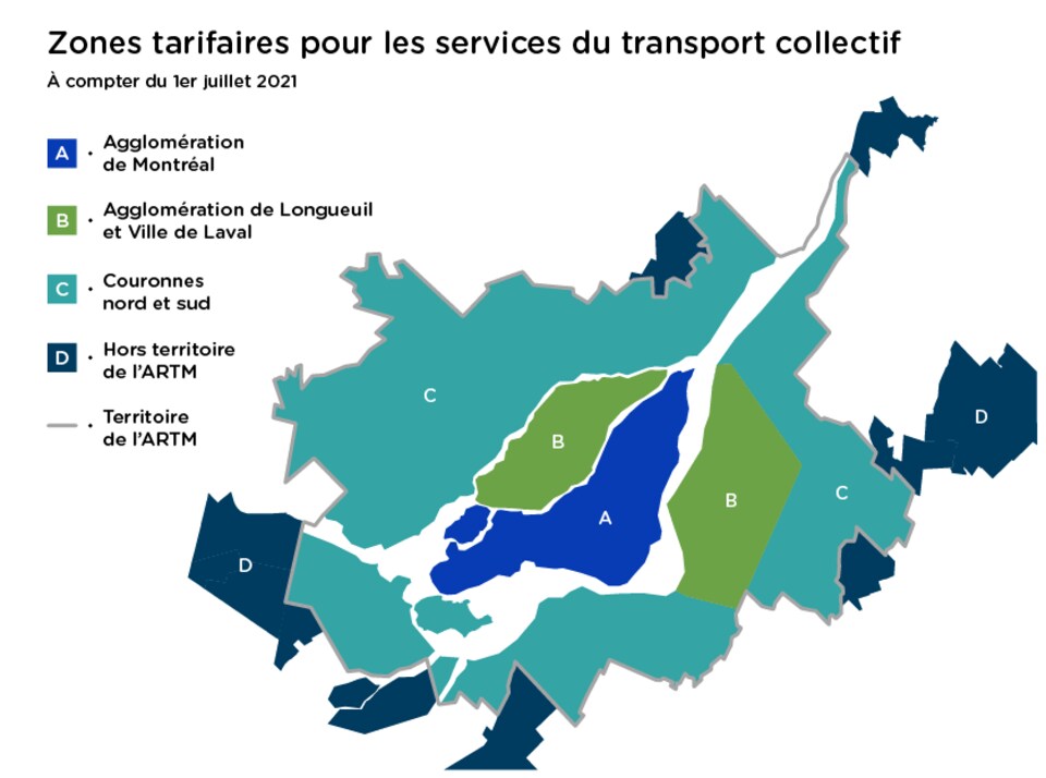 Carte de la région de Montréal.