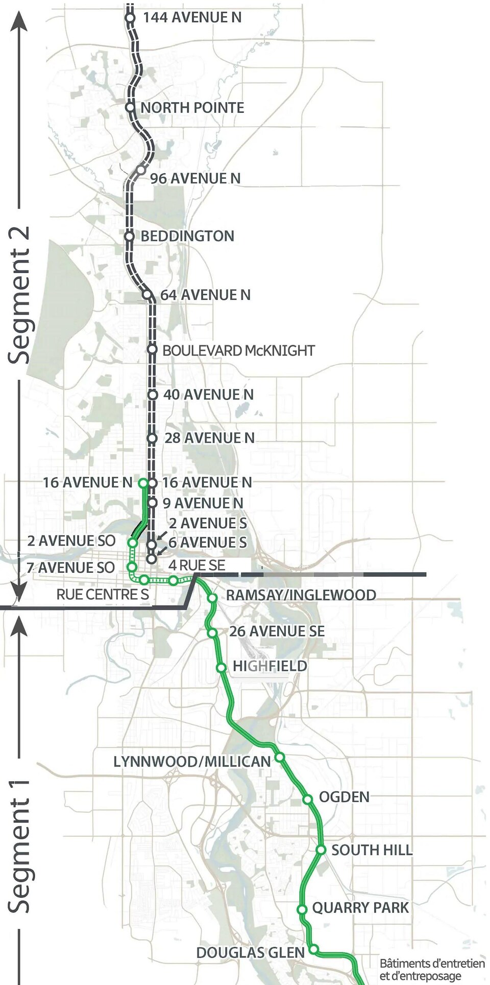 Carte du tracé la ligne verte.