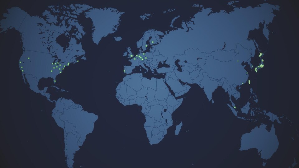 Carte du monde montrant les lieux où on retrouve des fermes verticales.