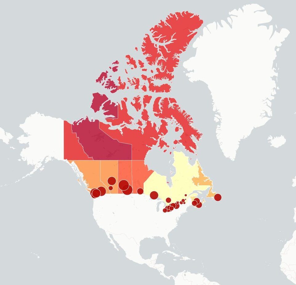 Carte du Canada.