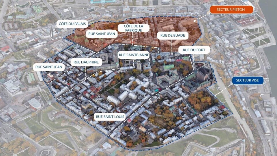 Carte représentant la future zone piétonne.