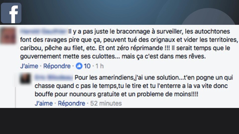 Commentaires publiés sur Facebook