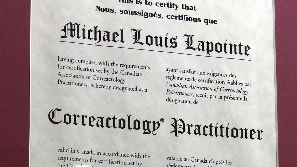 Le diplôme de Michael Louis Lapointe. 