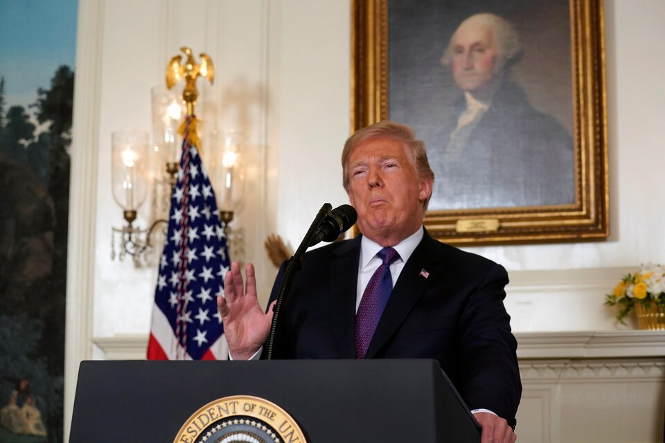Le président des États-Unis, Donald Trump, s'adresse à la nation pour annoncer des frappes sur la Syrie le 13 avril 2018.