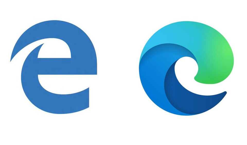 L'ancien et le nouveau logo du navigateur Edge.