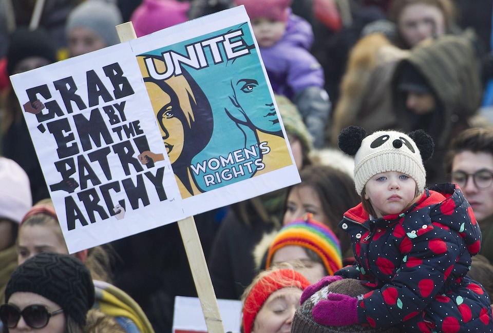 Une fillette à la Marche des femmes à Montréal, le 20 janvier 2018.
