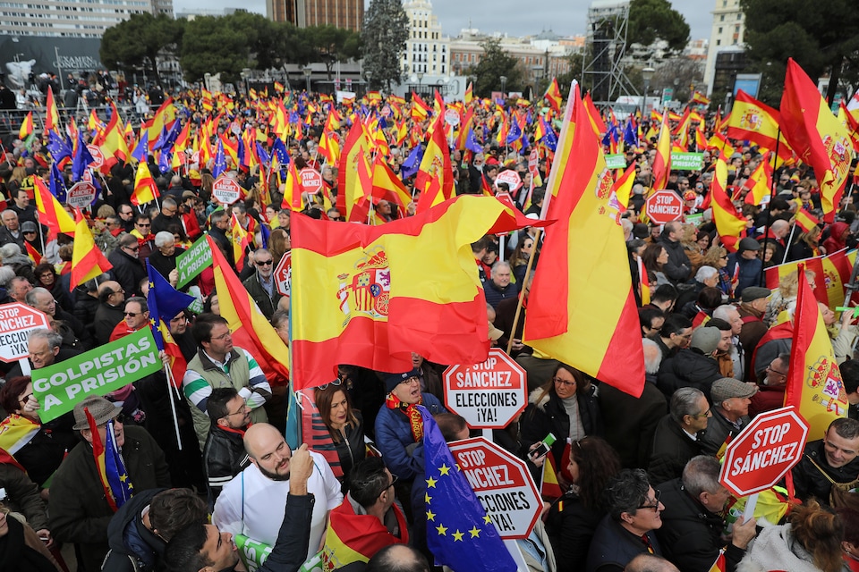 Des manifestants rassemblés en Espagne
