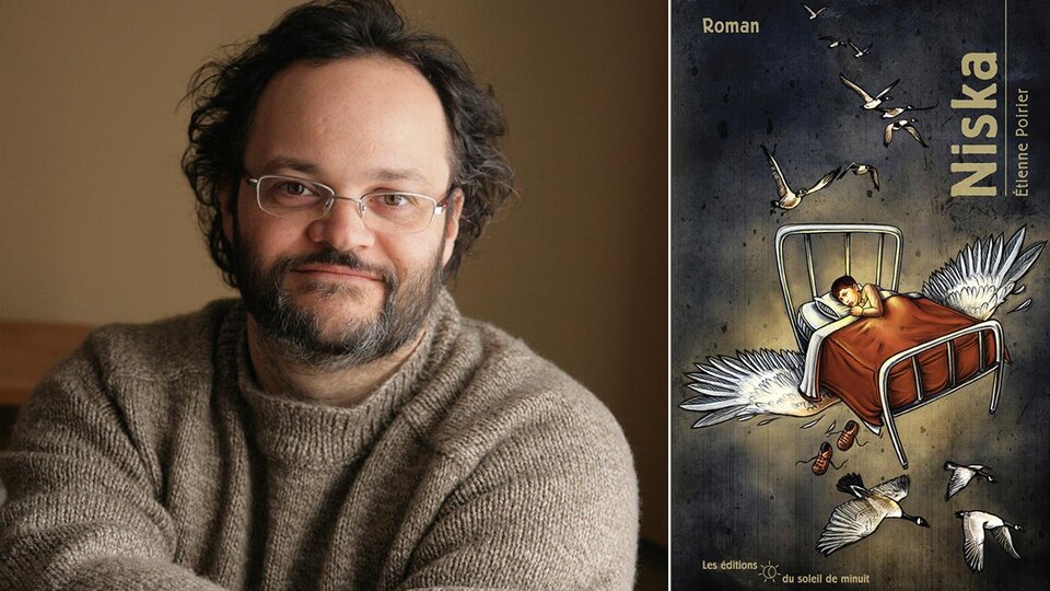 L'auteur Étienne Poirier et la couverture de son roman jeunesse « Niska »