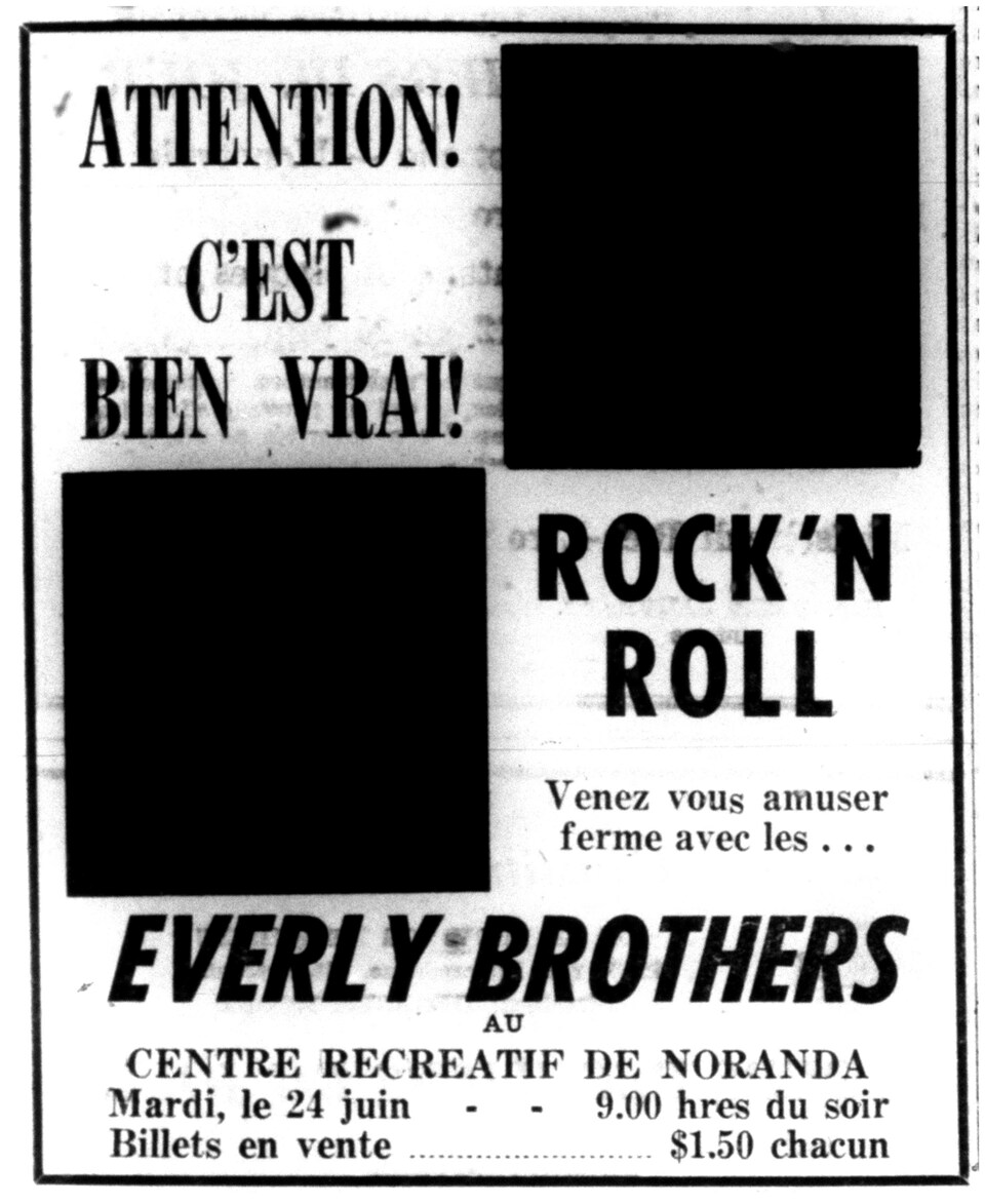 Les Everly Brothers annoncés dans le journal La Frontière.