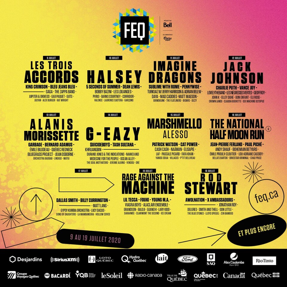 Imagine Dragons, Jack Johnson et Rod Stewart en vedette au Festival d