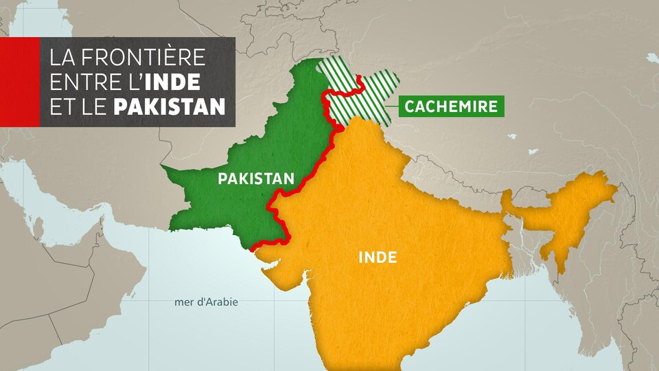 La frontière entre l'Inde et le Pakistan.
