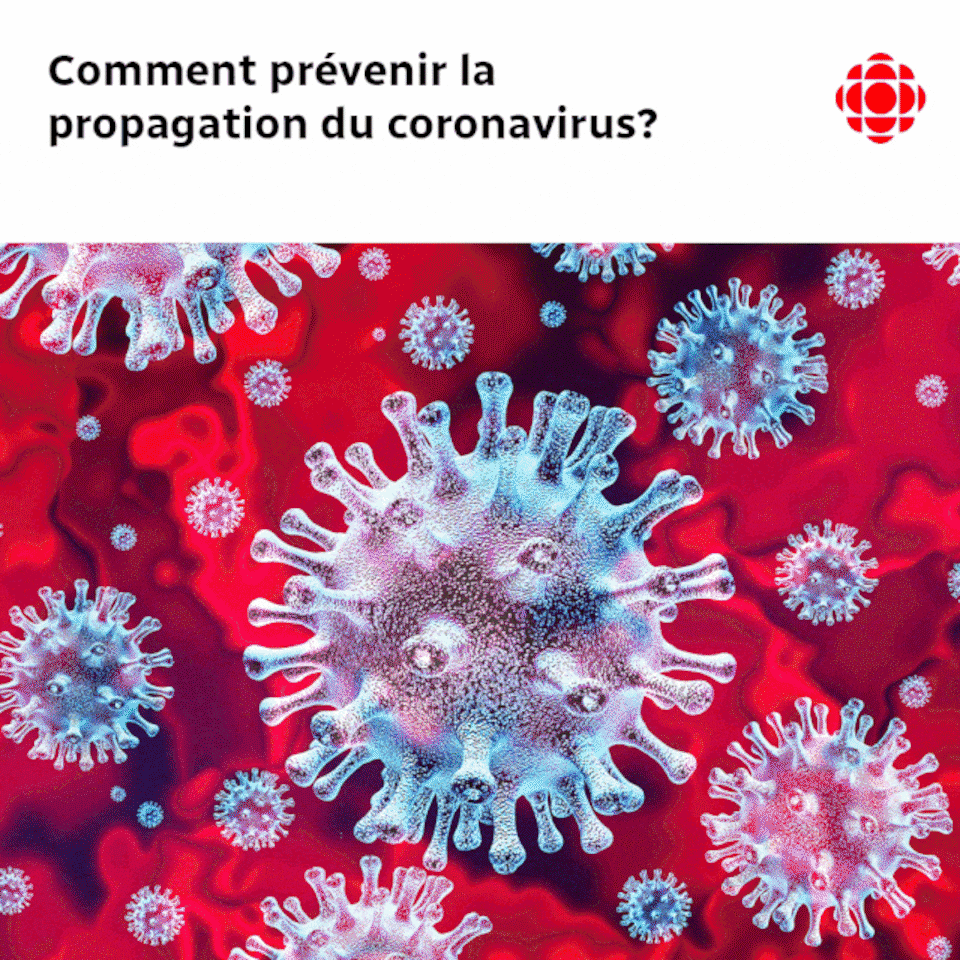GIF montrant des conseils pour prévenir la propagation du coronavirus.