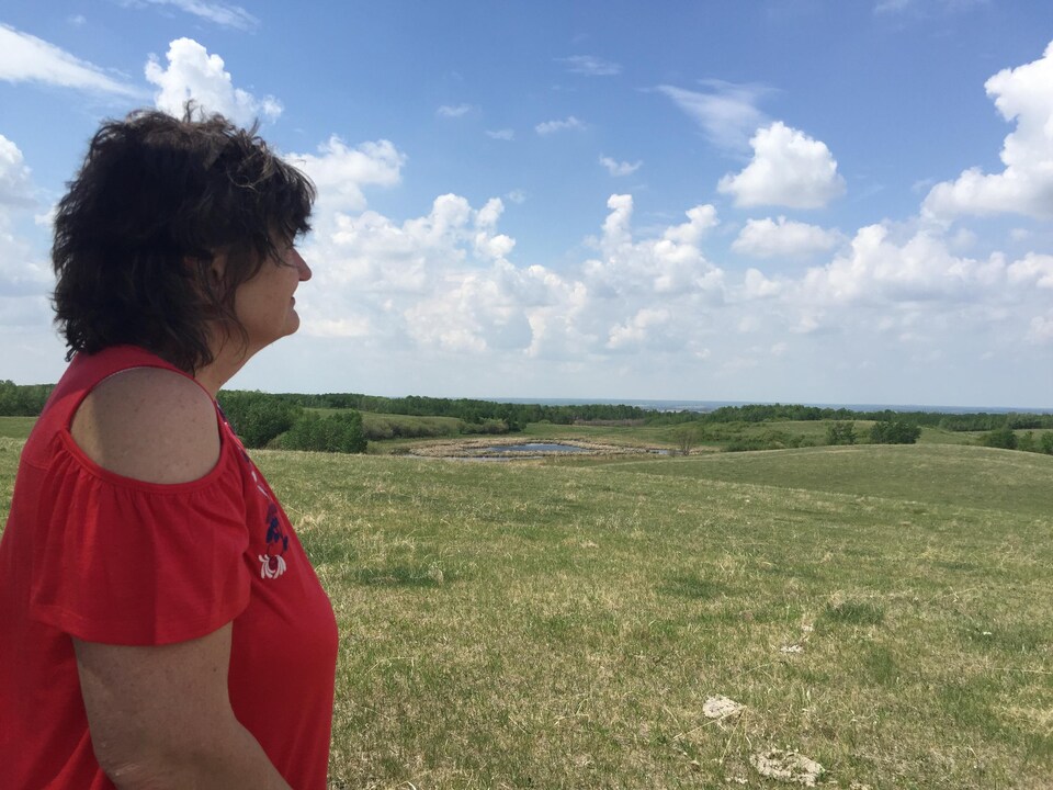 Une femme regarde le magnifique paysage. 