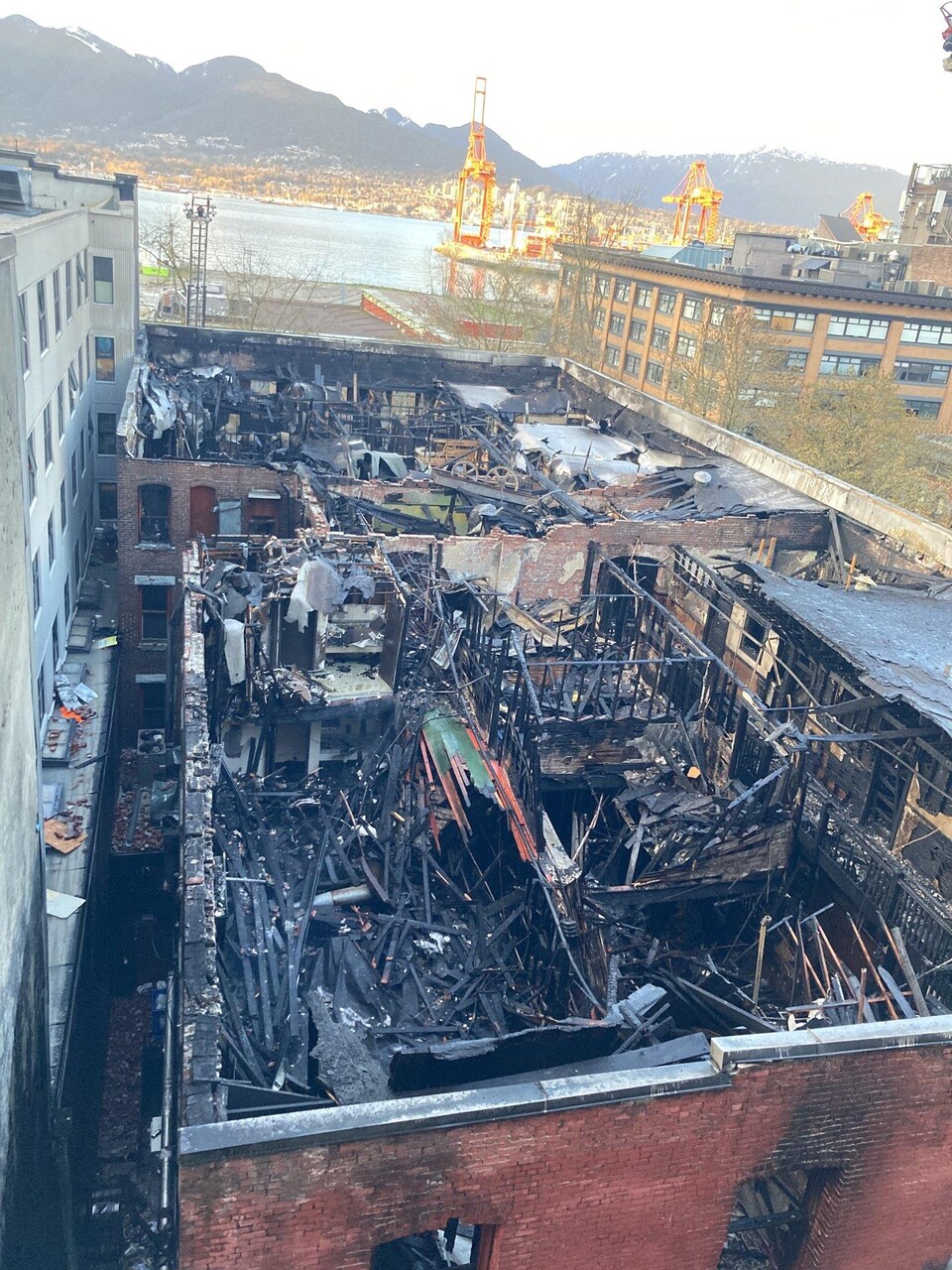 A building destroyed after the fire. 