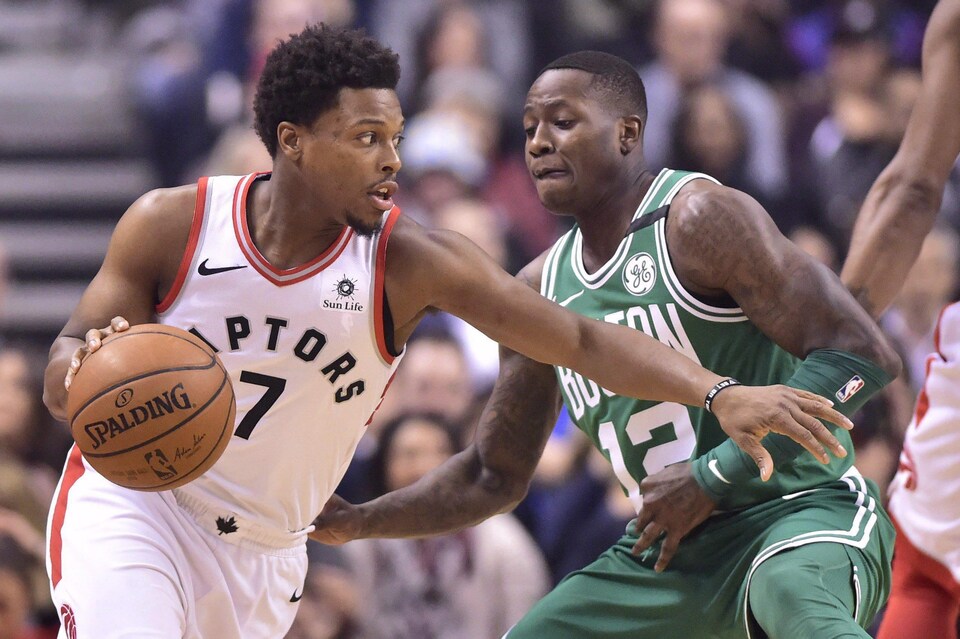 Kyle Lowry et Terry Rozier des Celtics de Boston lors d'un match