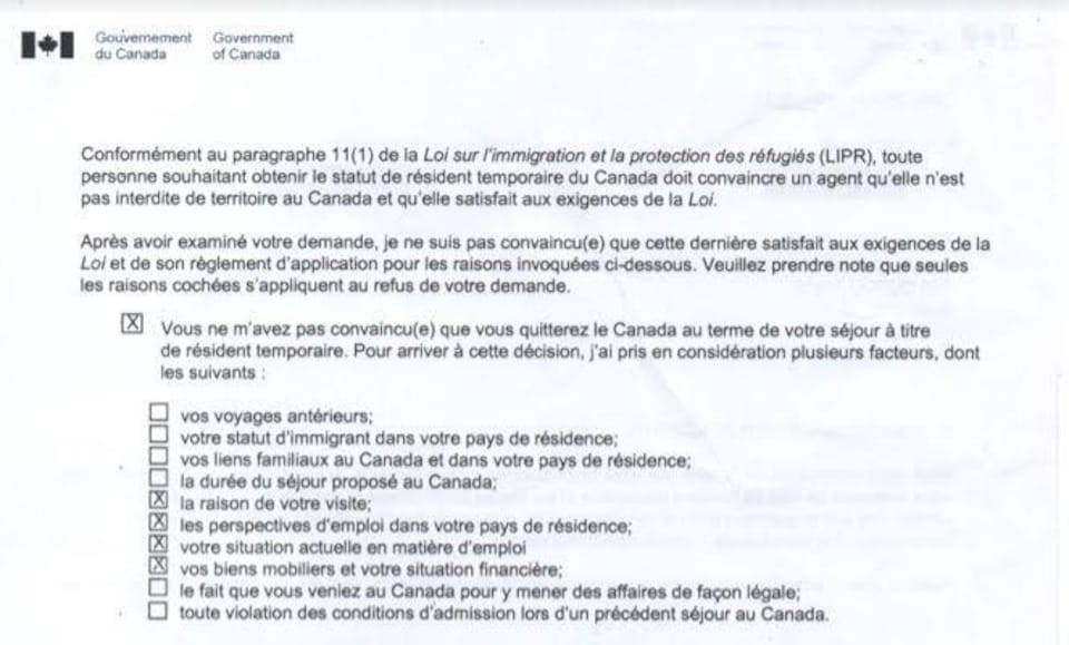 Une lettre du gouvernement du Canada.