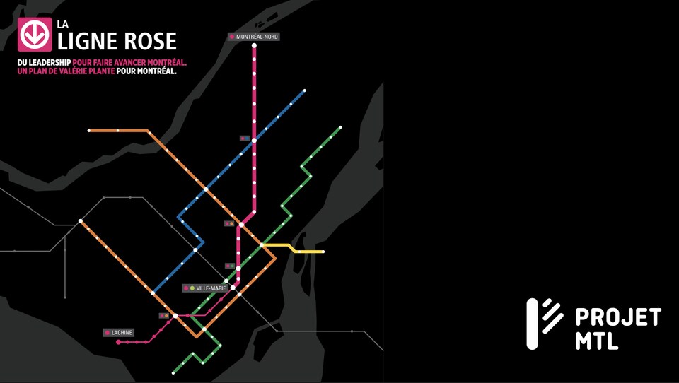 Après les trois phases proposées par Projet Montréal, la ligne rose se rendrait vers l'ouest jusqu'à Lachine.