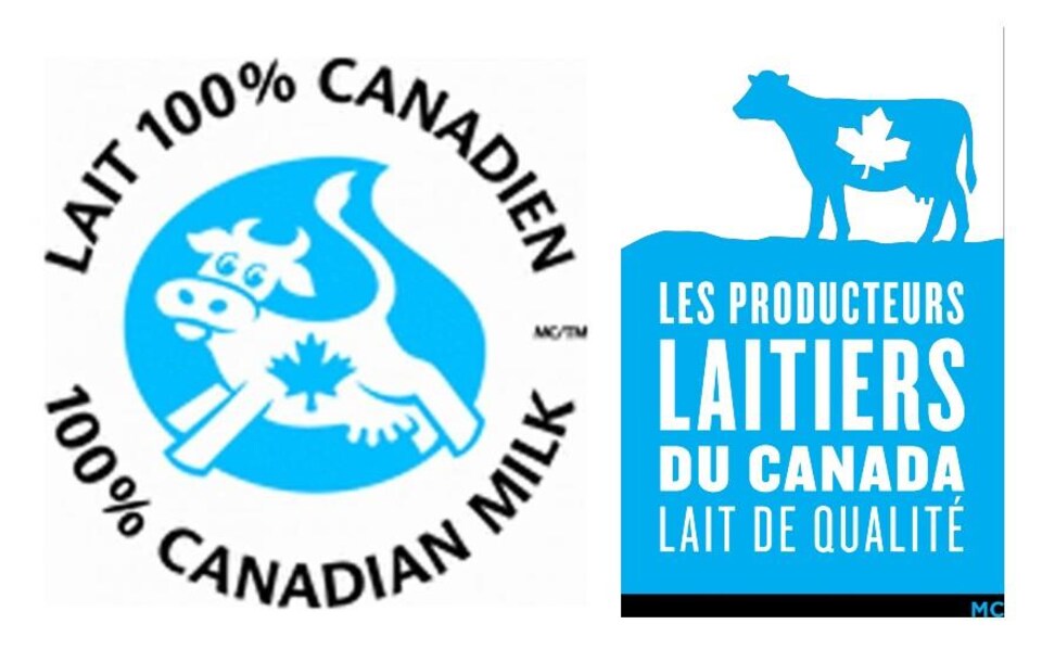 Des logos qui illustrent un produit laitier fabriqué au Canada.
