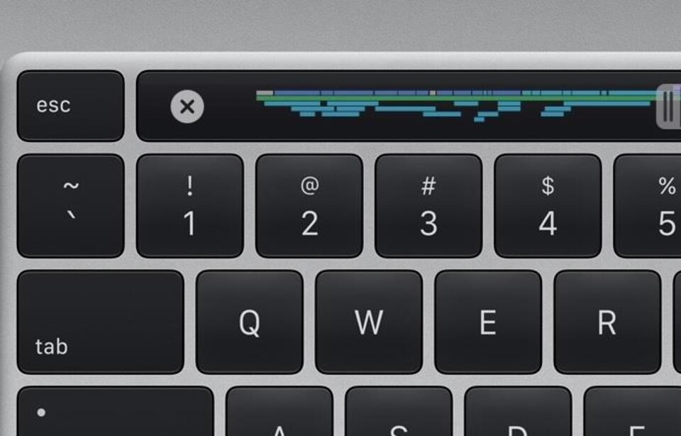 Un clavier de MacBook Pro vu de proche. 
