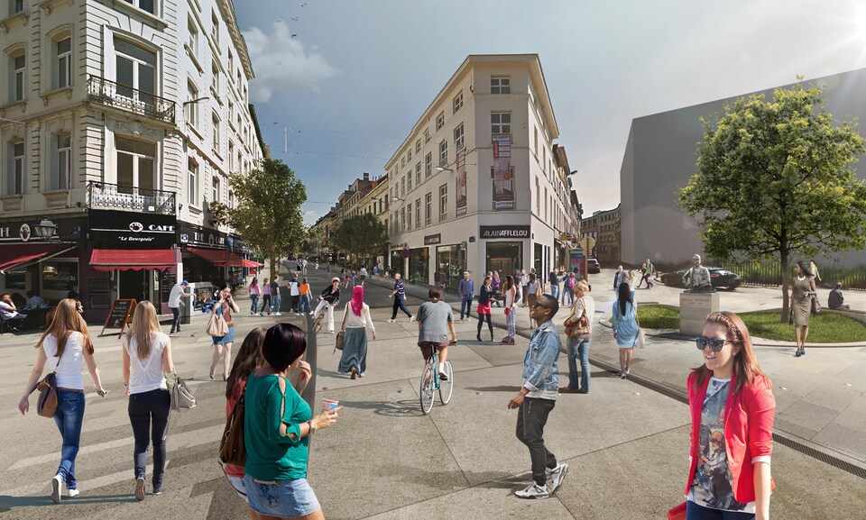 Dessin d'une intersection de Bruxelles après les travaux