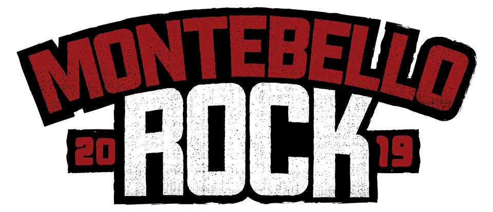Un logo où il est écrit « Montebello 2019 » en rouge et « Rock » en blanc.
