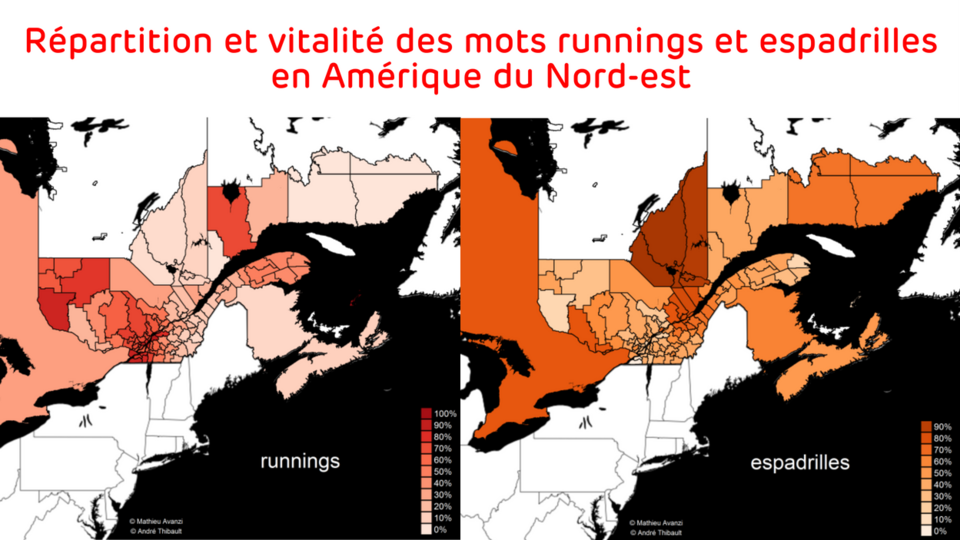 Carte des régions où sont le plus utilisés les mots