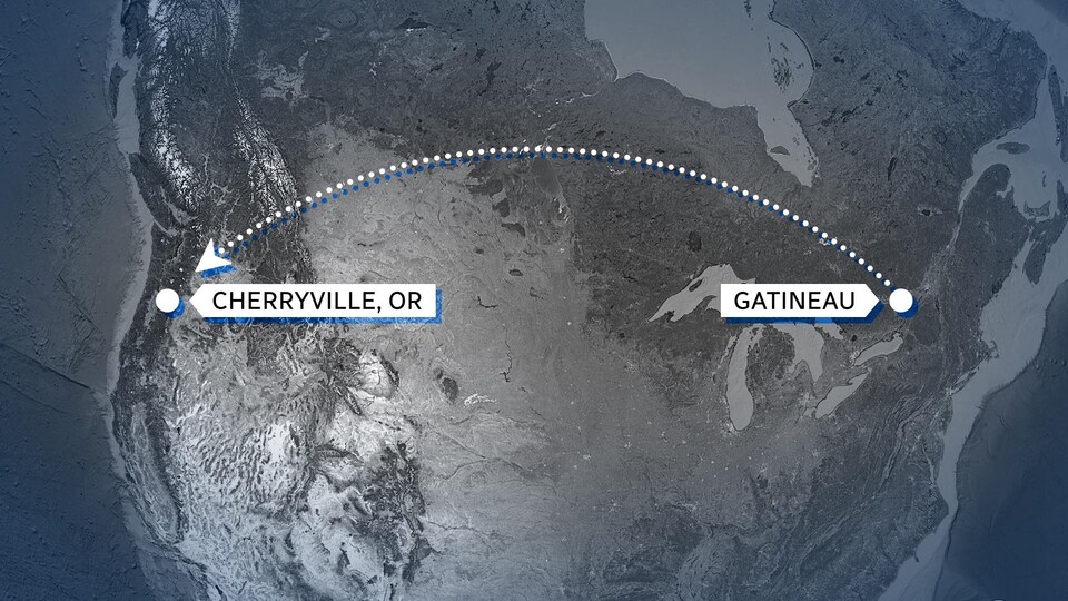 La situation géographique de l'Oregon par rapport à Gatineau.