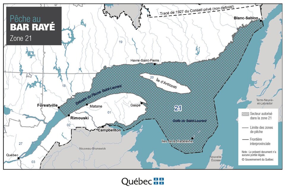 Carte géographique de l'est du Québec.