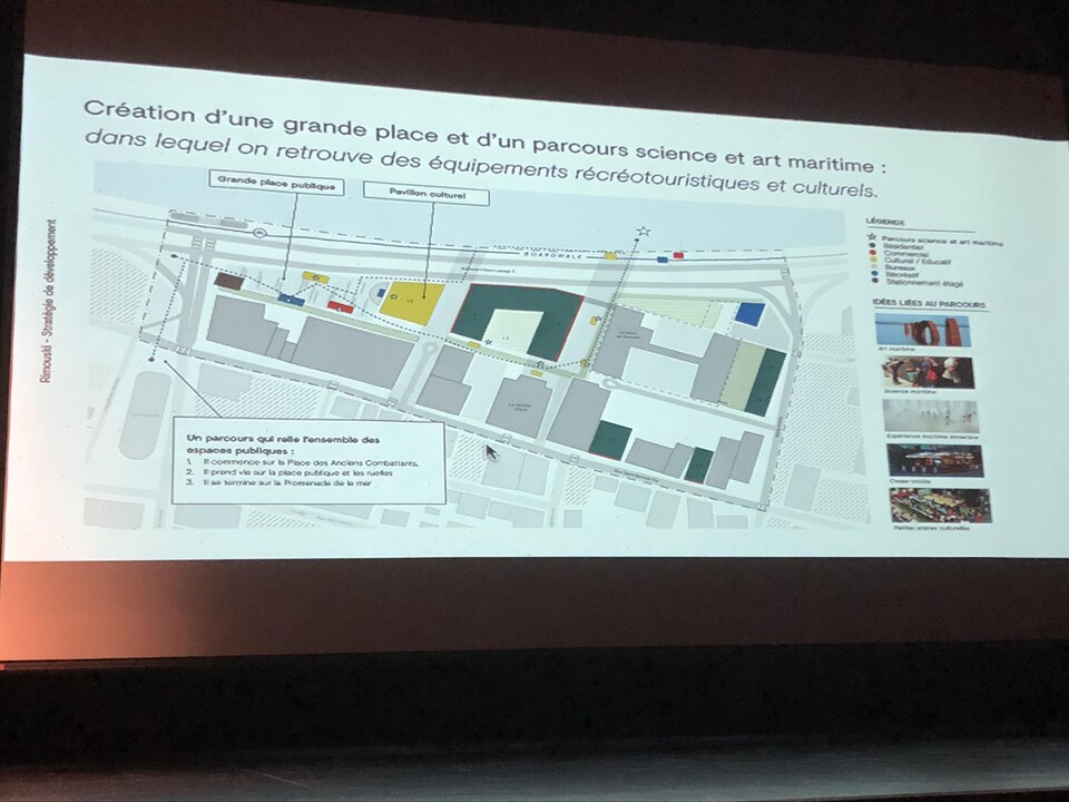 Vue d'oiseau sur le plan de revitalisation de la Grande Place à Rimouski.