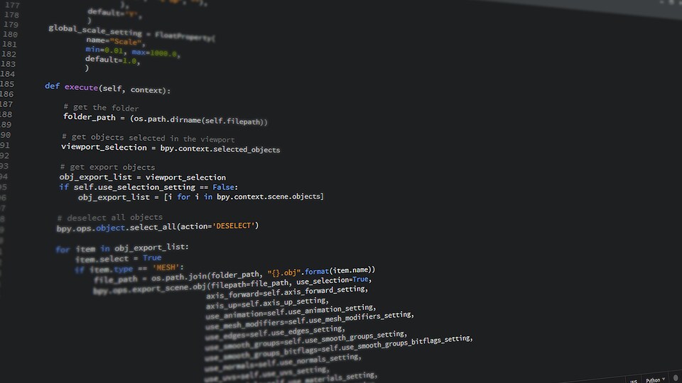 Un code informatique, des caractères blancs sur un fond d'écran noir.