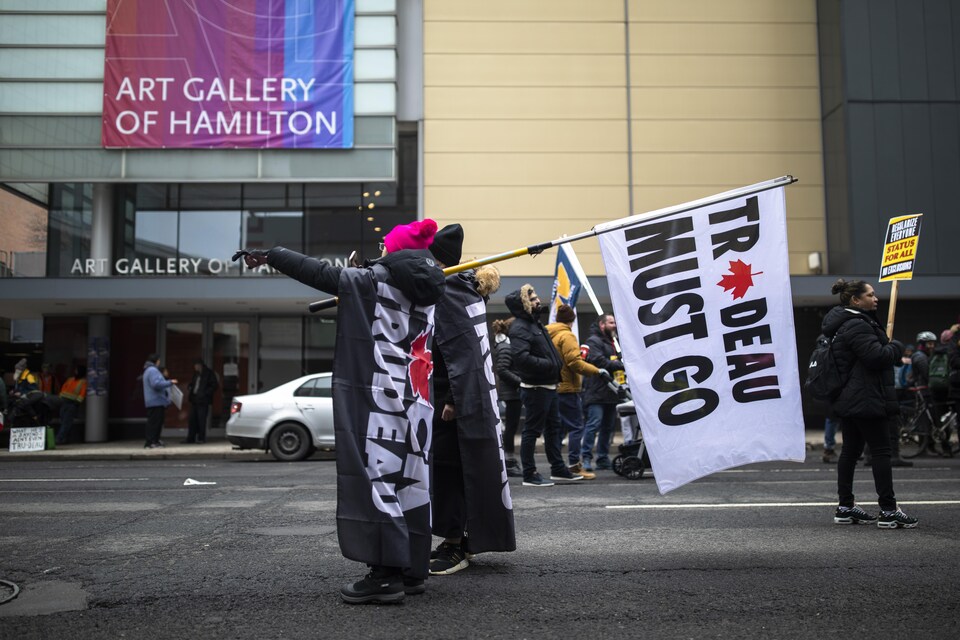 Protester in hand 