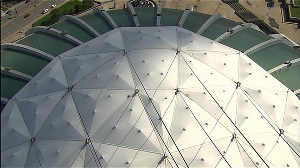 Le toit du stade olympique vu de haut