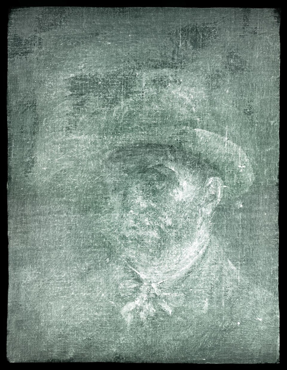 Une image aux rayons X d'un autorportrait du peintre Van Gogh. 