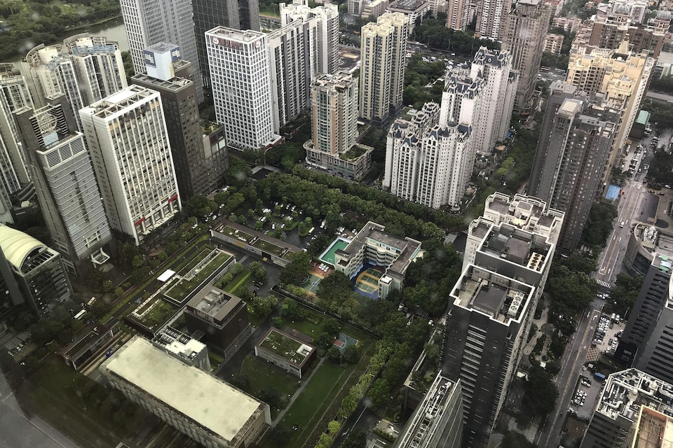 Vue aérienne du consulat américain de Guangzhou.
