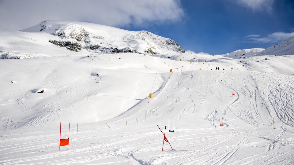 Plan large d'une piste de ski