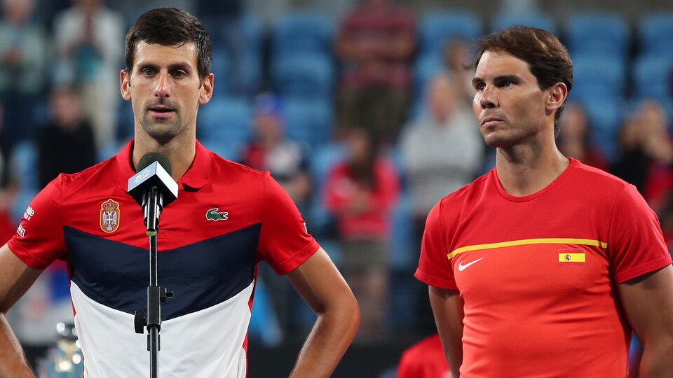 Novak Djokovic et Rafael Nadal, lors que la finale de la Coupe ATP, en janvier dernier. 