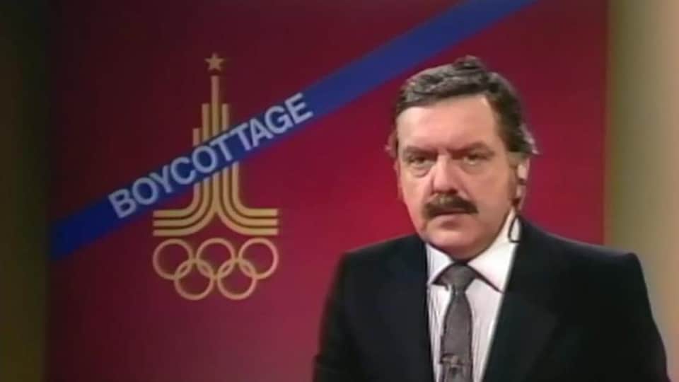 Jean Ducharme annonce à Radio-Canada le 22 avril 1980 la décision du Canada de boycotter les Jeux olympiques de Moscou.
