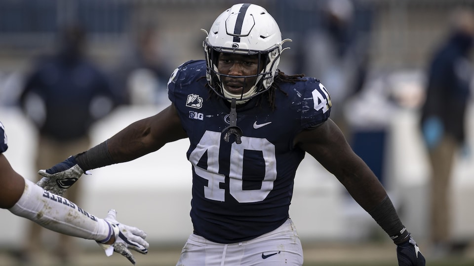 Jesse Luketa celebrates a successful tackle.