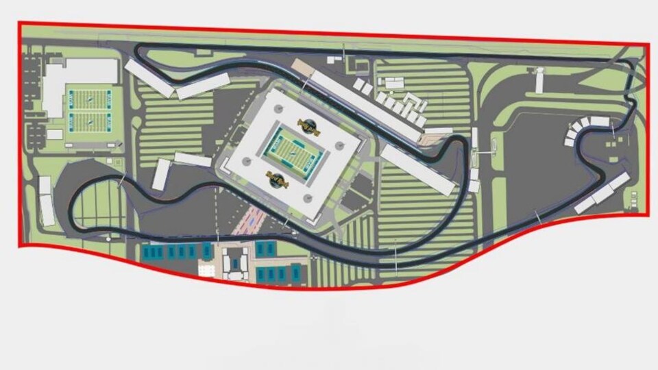 Drawing the Miami Grand Prix circuit around Hard Rock Stadium in Miami Gardens