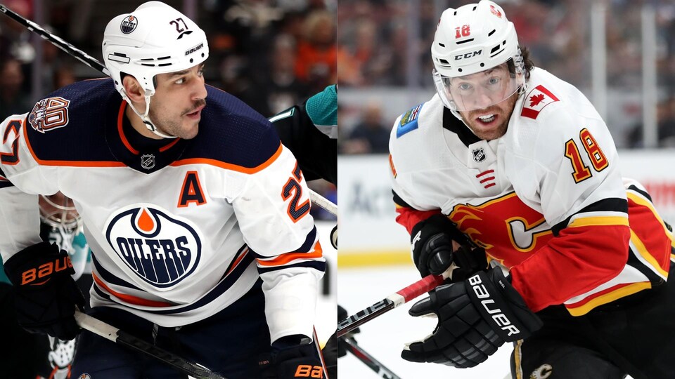 Montage de deux photos des joueurs en action