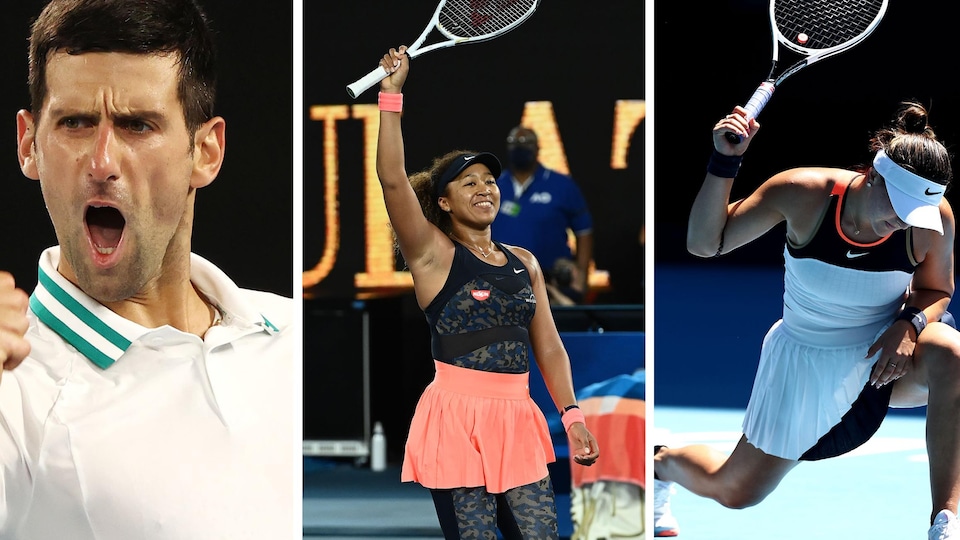 Trois joueurs de tennis