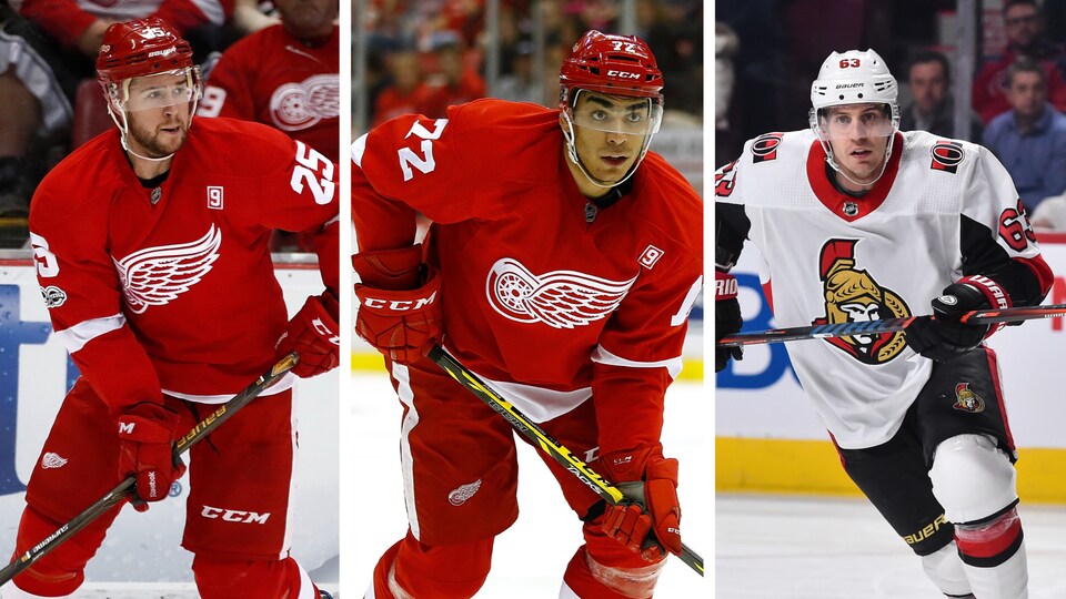 Mike Green, Andreas Athanasiou et Tyler Ennis en action lors de matchs.